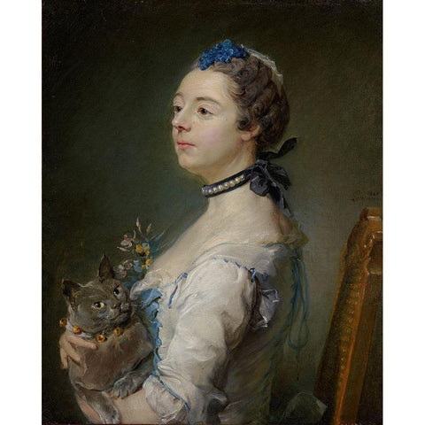 Magdaleine Pinceloup de la Grange, nee de Parseval Black Modern Wood Framed Art Print by Perronneau, Jean-Baptiste