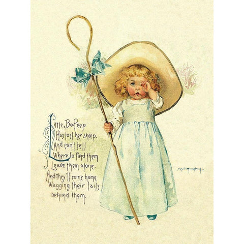 Nursery Rhymes: Little Bo Peep Gold Ornate Wood Framed Art Print with Double Matting by Humphrey, Maud