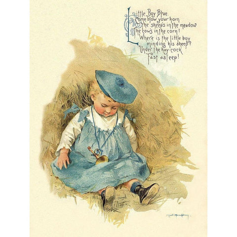 Nursery Rhymes: Little Boy Blue Gold Ornate Wood Framed Art Print with Double Matting by Humphrey, Maud