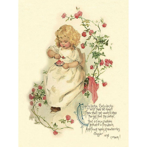 Nursery Rhymes: Curly-Locks, Curly-Locks Gold Ornate Wood Framed Art Print with Double Matting by Humphrey, Maud