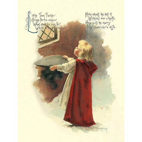 Nursery Rhymes: Little Tom Tucker White Modern Wood Framed Art Print by Humphrey, Maud