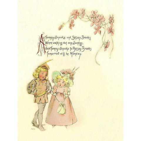 Nursery Rhymes: Tommy Snooks and Betsey Brooks Gold Ornate Wood Framed Art Print with Double Matting by Humphrey, Maud