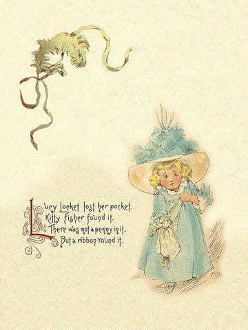 Nursery Rhymes: Lucy Locket White Modern Wood Framed Art Print with Double Matting by Humphrey, Maud