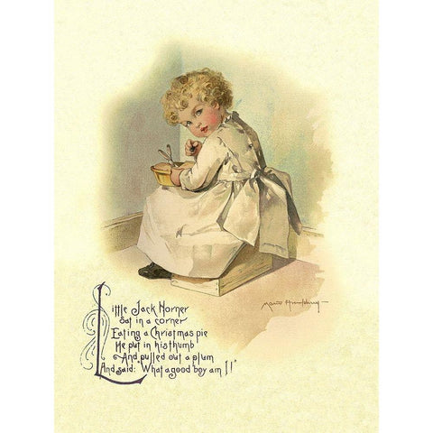 Nursery Rhymes: Little Jack Horner White Modern Wood Framed Art Print by Humphrey, Maud