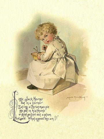 Nursery Rhymes: Little Jack Horner Black Ornate Wood Framed Art Print with Double Matting by Humphrey, Maud