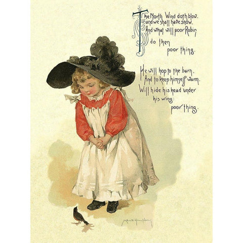 Nursery Rhymes: North Wind Doth Blow Black Modern Wood Framed Art Print with Double Matting by Humphrey, Maud