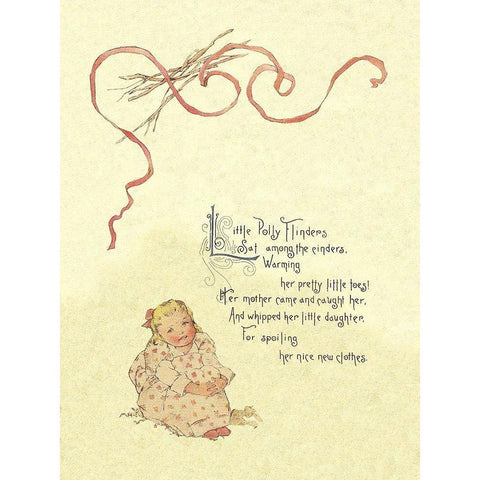 Nursery Rhymes: Little Polly Flinders Gold Ornate Wood Framed Art Print with Double Matting by Humphrey, Maud