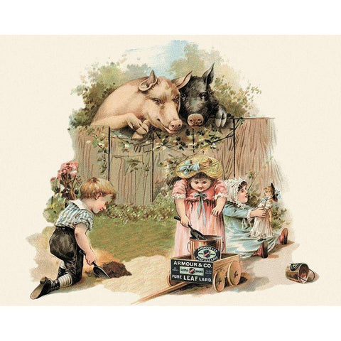 Pigs and Pork: Curious Pigs White Modern Wood Framed Art Print by Advertisement