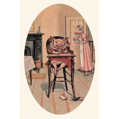 Pigs and Pork: Baby Pig White Modern Wood Framed Art Print by Advertisement