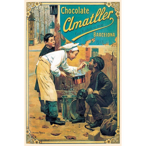 Cooks: Chocolate Amatller White Modern Wood Framed Art Print by Advertisement