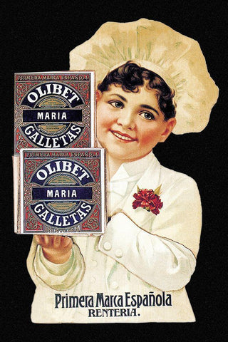 Cooks: Olibet Galletas Black Ornate Wood Framed Art Print with Double Matting by Advertisement