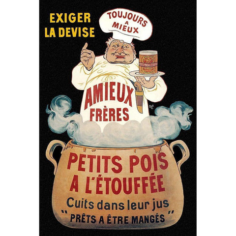 Cooks: Amieux Freres - Petits Pois a lEtouffee Gold Ornate Wood Framed Art Print with Double Matting by Oge, Eugene