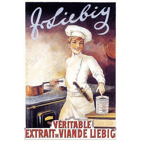 Cooks: Veritable - Extrait de Viande Liebig Gold Ornate Wood Framed Art Print with Double Matting by Brown, F. Gregory