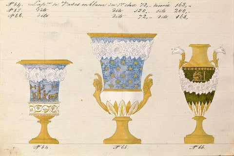 Trois vases en blanc du 1er choix, ca. 1800-1820 White Modern Wood Framed Art Print with Double Matting by Honore