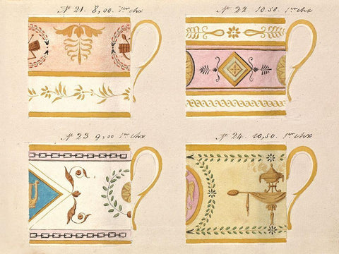 Quatre tasses du 1er choix, ca. 1800-1820 Black Ornate Wood Framed Art Print with Double Matting by Honore