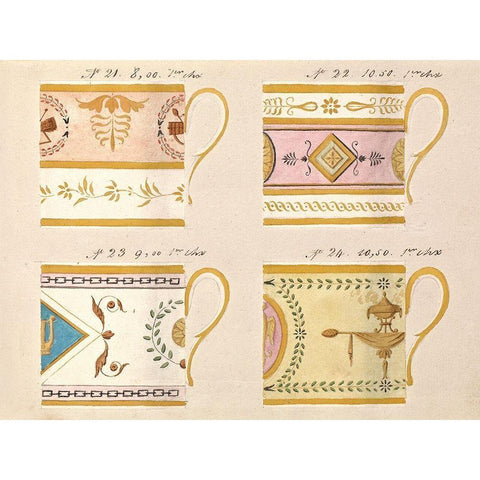 Quatre tasses du 1er choix, ca. 1800-1820 Gold Ornate Wood Framed Art Print with Double Matting by Honore
