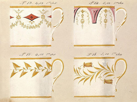Quatre tasses du 1er choix, ca. 1800-1820 White Modern Wood Framed Art Print with Double Matting by Honore