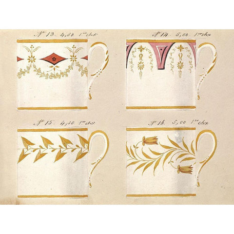 Quatre tasses du 1er choix, ca. 1800-1820 Gold Ornate Wood Framed Art Print with Double Matting by Honore