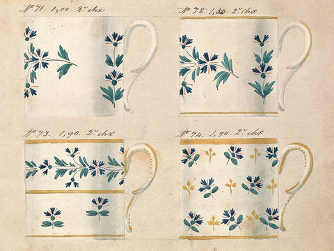 Quatre tasses du 1er choix, ca. 1800-1820 Black Ornate Wood Framed Art Print with Double Matting by Honore