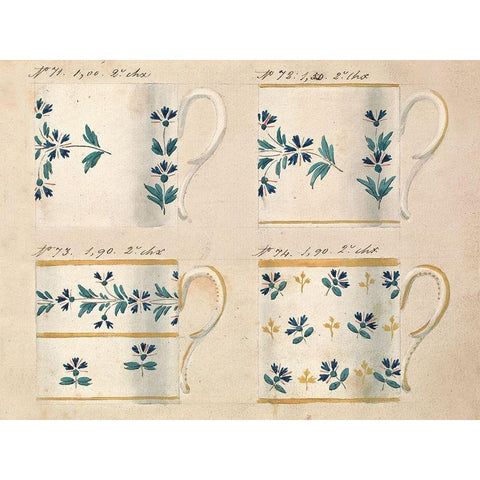 Quatre tasses du 1er choix, ca. 1800-1820 Black Modern Wood Framed Art Print with Double Matting by Honore