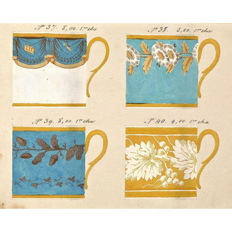 Quatre tasses du 1er choix, ca. 1800-1820 Black Modern Wood Framed Art Print with Double Matting by Honore