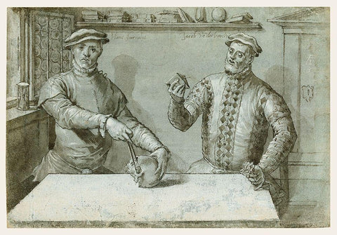 A Double Portrait of Hans Furraht and Jacob von der Burch White Modern Wood Framed Art Print with Double Matting by Ludget, Tom Ring