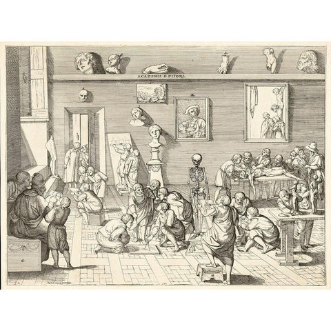 Academia dpitori Black Modern Wood Framed Art Print with Double Matting by Alberti, Pietro Francesco