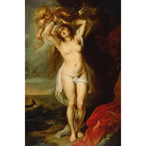 Andromeda White Modern Wood Framed Art Print by Rubens, Peter Paul