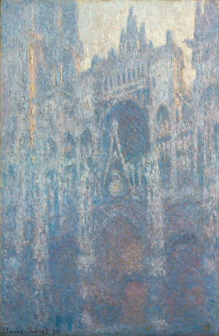 The Portal of Rouen Cathedral in Morning Light Black Ornate Wood Framed Art Print with Double Matting by Monet, Claude