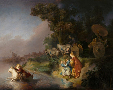 The Abduction of Europa Black Ornate Wood Framed Art Print with Double Matting by van Rijn, Rembrandt Harmensz