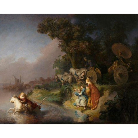 The Abduction of Europa Black Modern Wood Framed Art Print with Double Matting by van Rijn, Rembrandt Harmensz