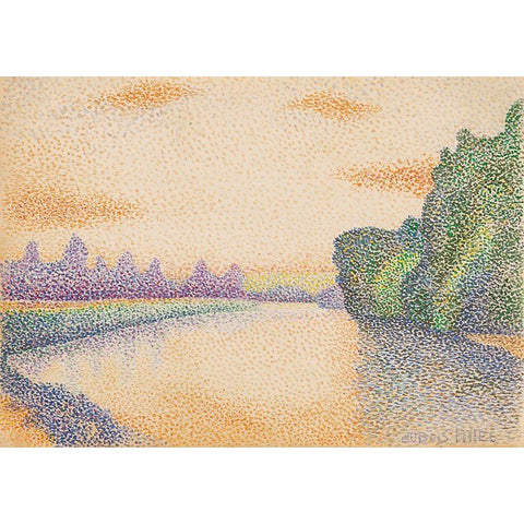 The Banks of the Marne at Dawn Gold Ornate Wood Framed Art Print with Double Matting by Albert, Dubois-Pillet,