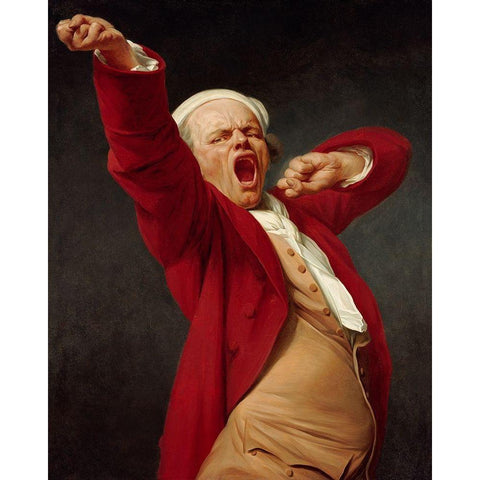 Self-Portrait, Yawning Black Modern Wood Framed Art Print with Double Matting by Ducreux, Joseph
