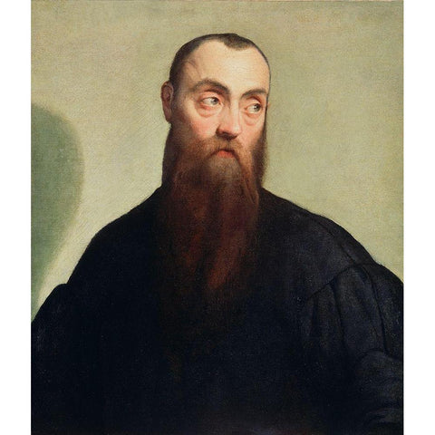 Portrait of a Bearded Man Black Modern Wood Framed Art Print with Double Matting by Bassano, Jacopo