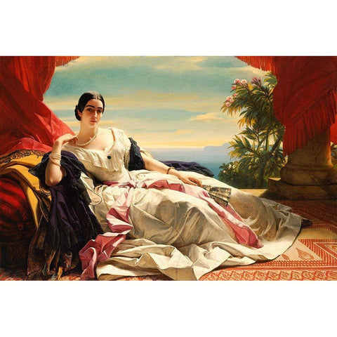 Portrait of Leonilla, Princess of Sayn-Wittgenstein-Sayn Black Modern Wood Framed Art Print with Double Matting by Winterhalter, Franz Xaver