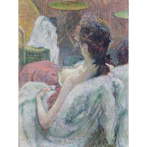 The Model Resting Black Modern Wood Framed Art Print with Double Matting by de Toulouse-Lautrec, Henri