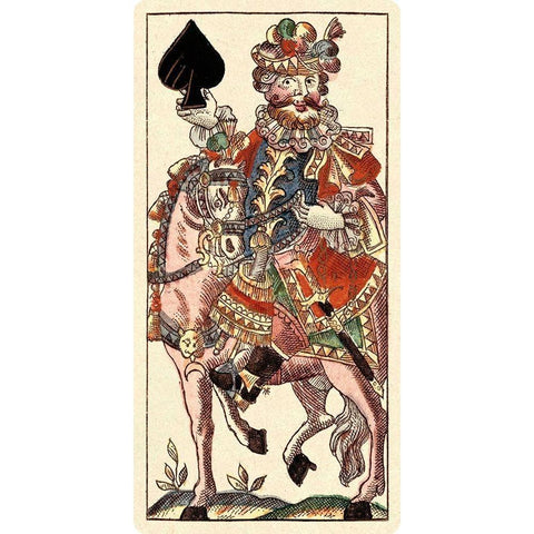 Knight of Spades (Bauern Hochzeit Deck) Black Modern Wood Framed Art Print by Gobl, Andreas Benedictus