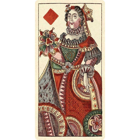 Queen of Diamonds (Bauern Hochzeit Deck) Gold Ornate Wood Framed Art Print with Double Matting by Gobl, Andreas Benedictus