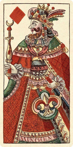 King of Diamonds (Bauern Hochzeit Deck) Black Ornate Wood Framed Art Print with Double Matting by Gobl, Andreas Benedictus