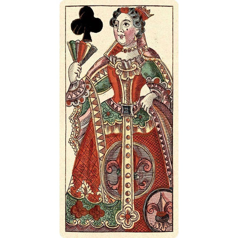 Queen of Clubs (Bauern Hochzeit Deck) Black Modern Wood Framed Art Print with Double Matting by Gobl, Andreas Benedictus