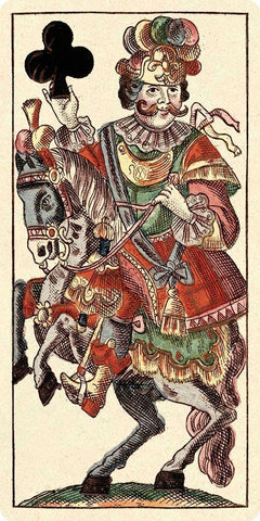 Knight of Clubs (Bauern Hochzeit Deck) Black Ornate Wood Framed Art Print with Double Matting by Gobl, Andreas Benedictus