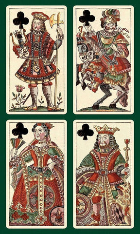 Clubs (Bauern Hochzeit Deck) Black Ornate Wood Framed Art Print with Double Matting by Gobl, Andreas Benedictus