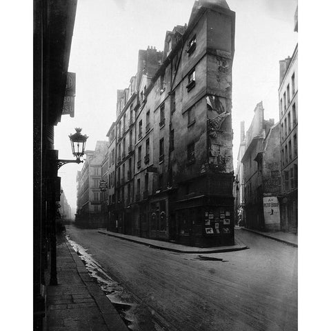 Paris, 1908 - Vieille Cour, 22 rue Quincampoix - Old Courtyard, 22 rue Quincampoix White Modern Wood Framed Art Print by Atget, Eugene