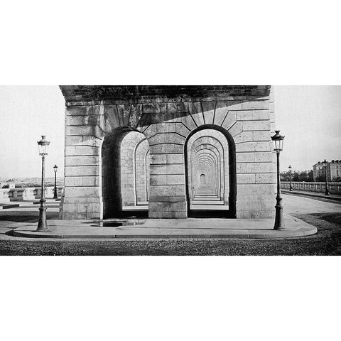 Paris, 1860s - Pont du Point du Jour Gold Ornate Wood Framed Art Print with Double Matting by Collard, Auguste Hippolyte