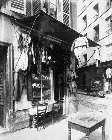 Paris, 1911 - Costume Shop, rue de la Corderie Black Ornate Wood Framed Art Print with Double Matting by Atget, Eugene