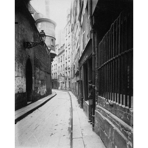 Paris, 1921 - Rue de lHotel-de-Ville Black Modern Wood Framed Art Print with Double Matting by Atget, Eugene