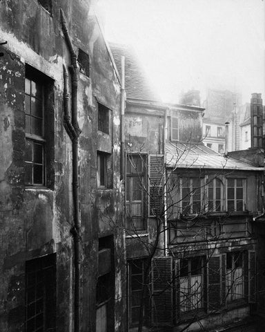 Paris, 1922 - Cour de Rohan White Modern Wood Framed Art Print with Double Matting by Atget, Eugene