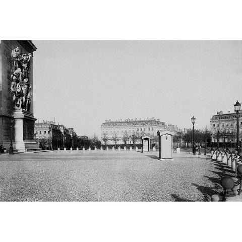 Paris, about 1877 - Place de lEtoile Black Modern Wood Framed Art Print with Double Matting by Marville, Charles