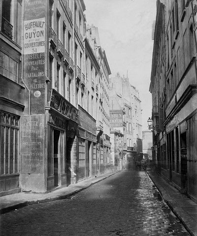 Paris, 1865 - Rue des Bourdonnais de la rue de Rivoli Black Ornate Wood Framed Art Print with Double Matting by Marville, Charles