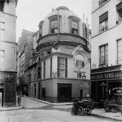 Paris, 1898 - The Old School of Medicine, rue de la Bucherie White Modern Wood Framed Art Print by Atget, Eugene